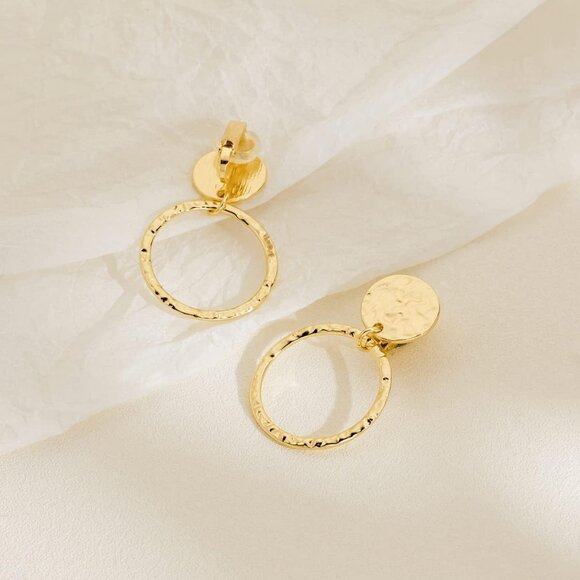 Gold D Clip Gold On Clip Earrings Women Non Piercing Dangle Fashion Jewelry - Picture 4 of 6